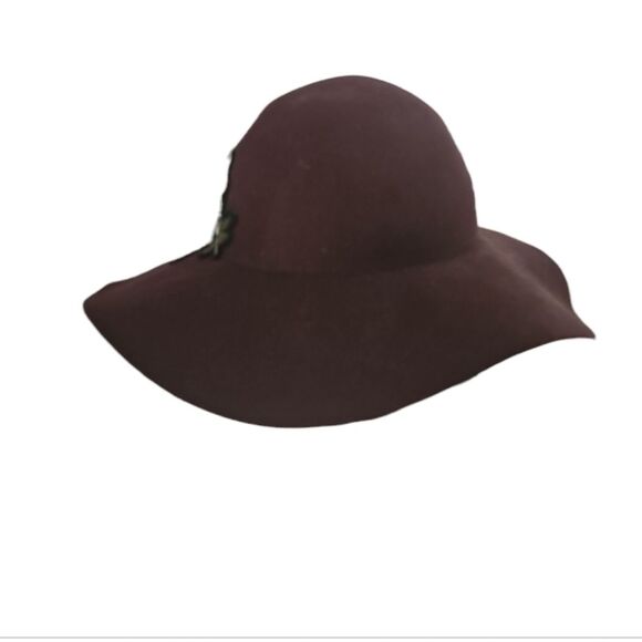 Hatch 100% Wool Wide Brim Floppy Hat Brown Floral Embroidery Festivalwear Boho - Picture 5 of 12